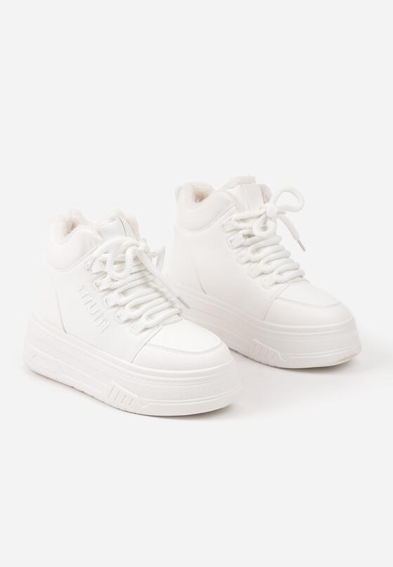 Białe Sneakersy na Platformie Ocieplane Futrem Leanelitia 5
