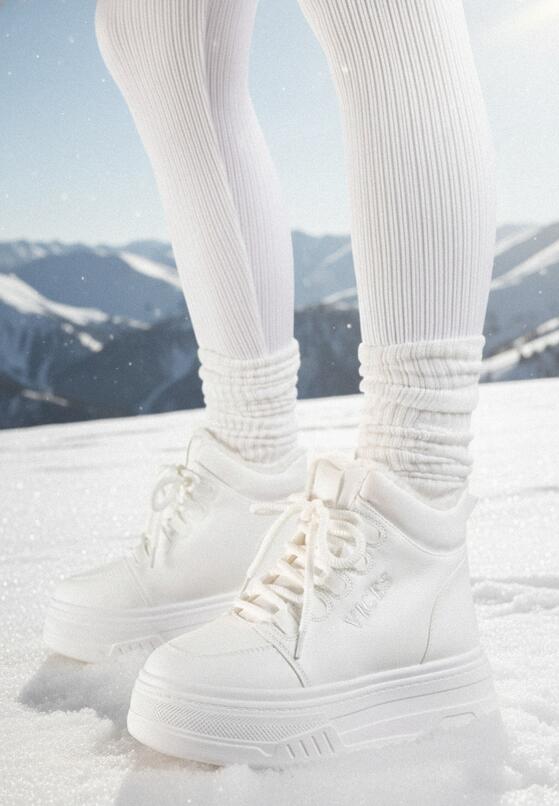 Białe Sneakersy na Platformie Ocieplane Futrem Leanelitia 1