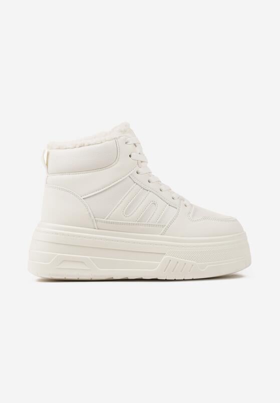 Beżowe Sneakersy na Grubej Podeszwie Ocieplane Futerkiem Leandria 4