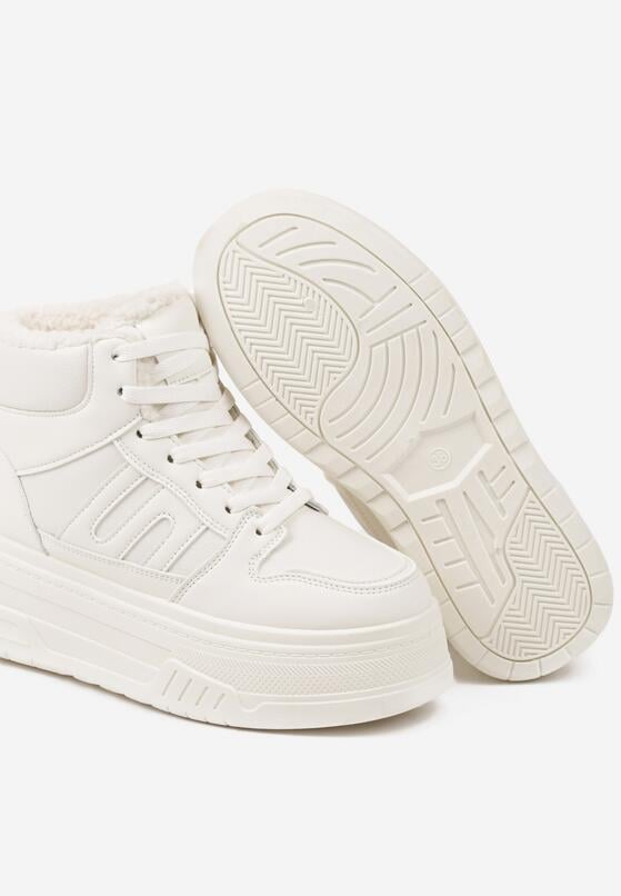 Beżowe Sneakersy na Grubej Podeszwie Ocieplane Futerkiem Leandria 6