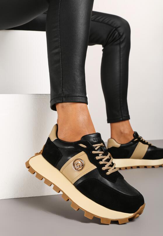 Sneakers Negri cu bej 1