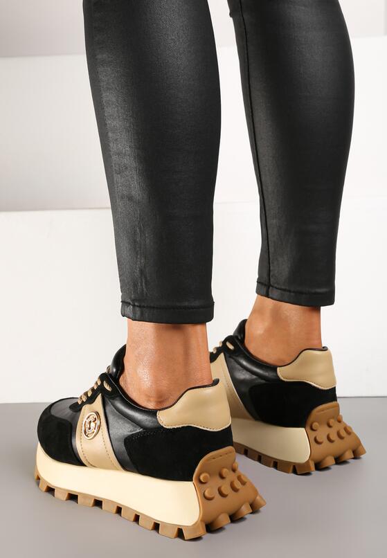 Sneakers Negri cu bej 3
