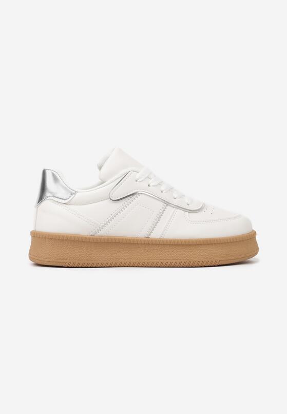Białe Płaskie Sneakersy z Perforacją i Ozdobnymi Przeszyciami Neaviria 4