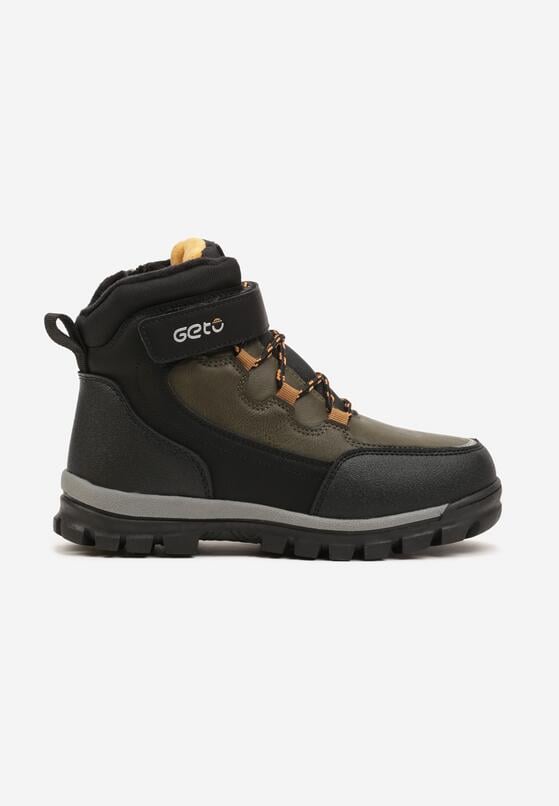 Czarno-Zielone Botki Traperki Geto w Trekkingowym Stylu Mocno Ocieplane Zinnovia 1