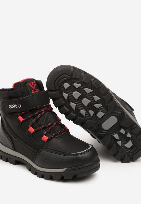Czarno-Czerwone Botki Traperki Geto w Trekkingowym Stylu Mocno Ocieplane Zinnovia 3