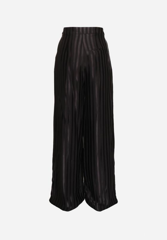 Czarne Szerokie Spodnie z Wiskozy z Wysokim Stanem Hetissa 7