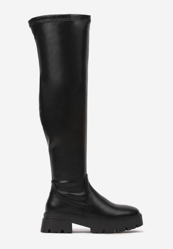 Czarne Kozaki o Dopasowanej Cholewce za Kolano Resirra 4