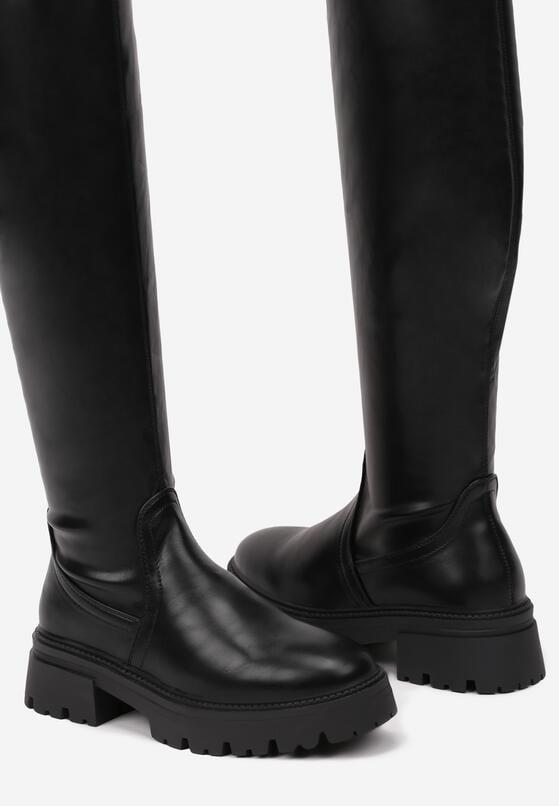 Czarne Kozaki o Dopasowanej Cholewce za Kolano Resirra 6