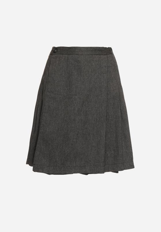 Szara Spódnica w Stylu Preppy z Szerokimi Plisami Enaliea 6