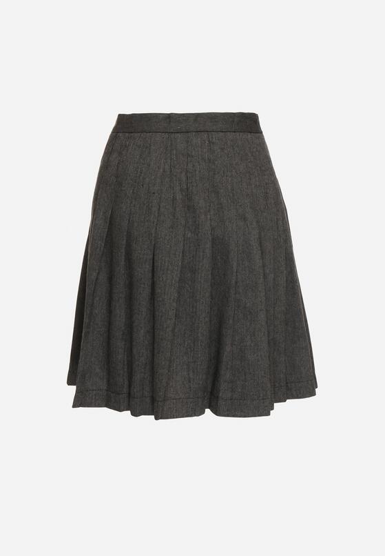 Szara Spódnica w Stylu Preppy z Szerokimi Plisami Enaliea 7