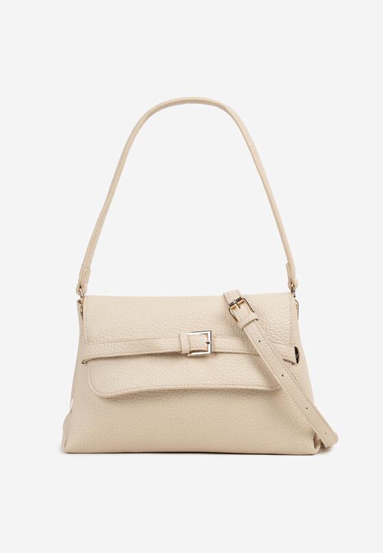 Beżowa Elegancka Torebka Listonoszka z Rączką i Dodatkowym Paskiem Seamoria 1