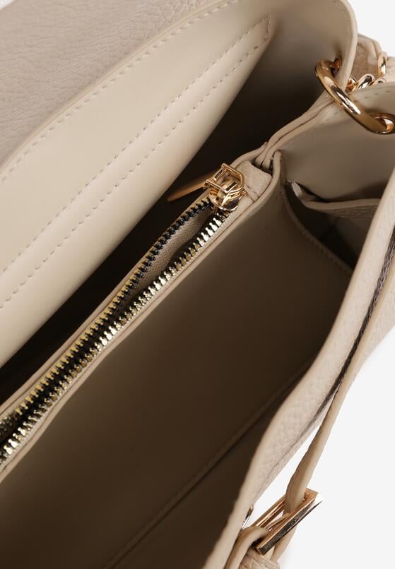 Beżowa Elegancka Torebka Listonoszka z Rączką i Dodatkowym Paskiem Seamoria 3