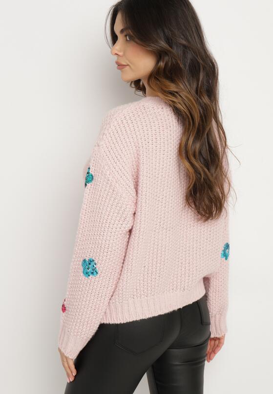 Pulover Roz deschis 3