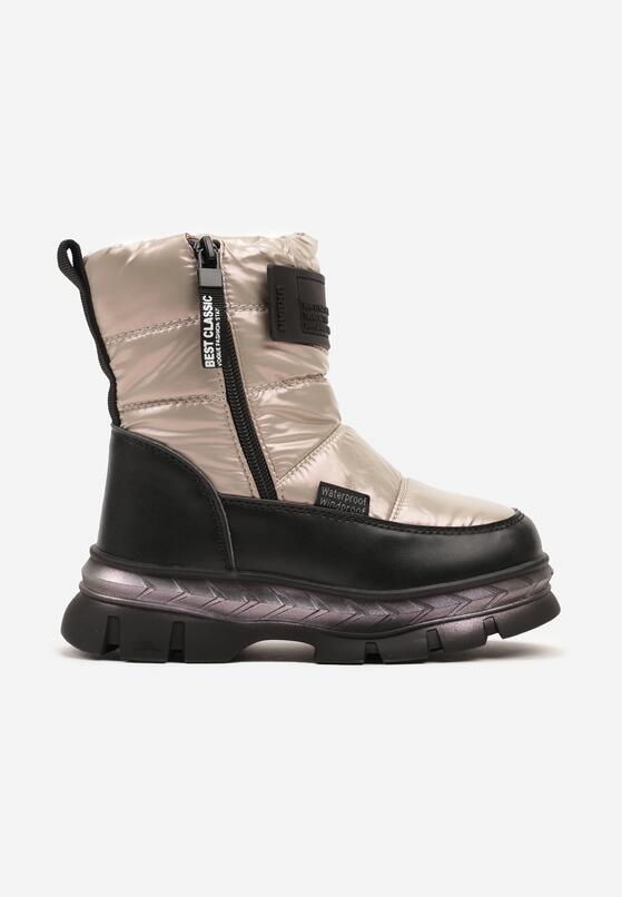 Różowe Pikowane Śniegowce na Grubej Podeszwie Ocieplane Futrem Riasolea 1