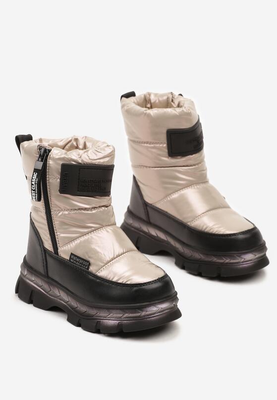 Różowe Pikowane Śniegowce na Grubej Podeszwie Ocieplane Futrem Riasolea 2