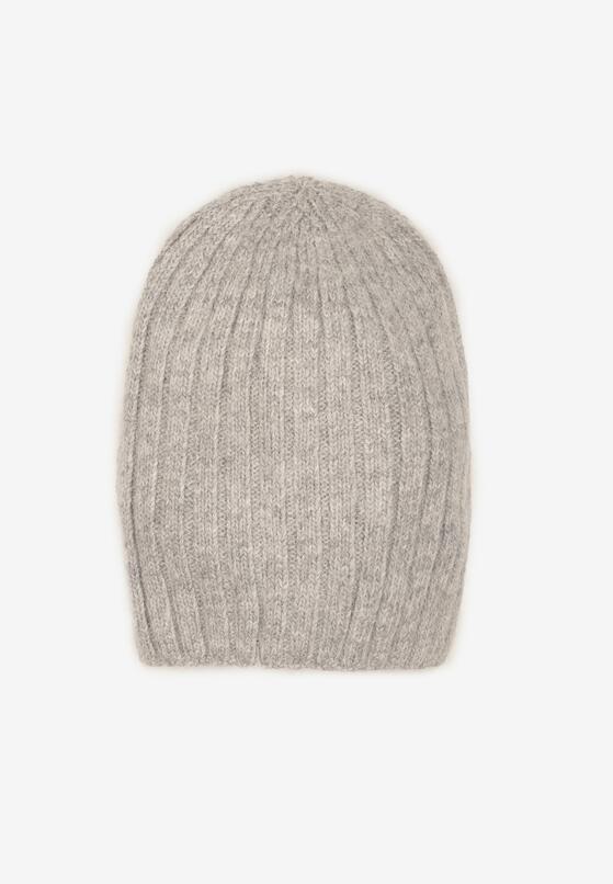 Szara Prążkowana Czapka Beanie z Wiskozy Enalwenna 1