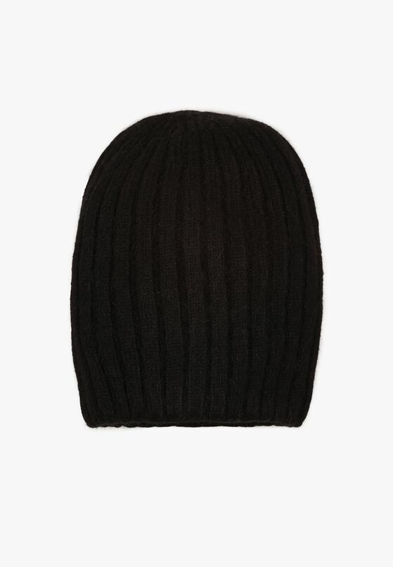 Czarna Prążkowana Czapka Beanie z Wiskozy Enalwenna 1