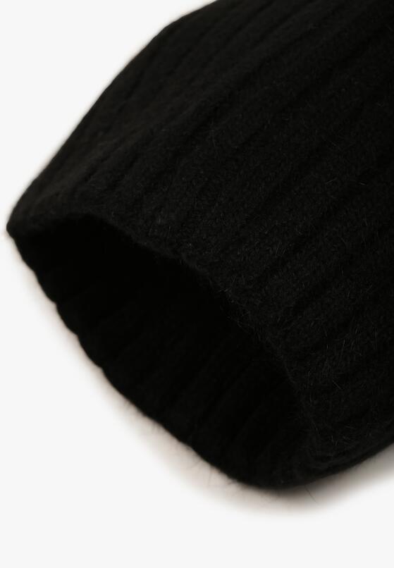 Czarna Prążkowana Czapka Beanie z Wiskozy Enalwenna 2