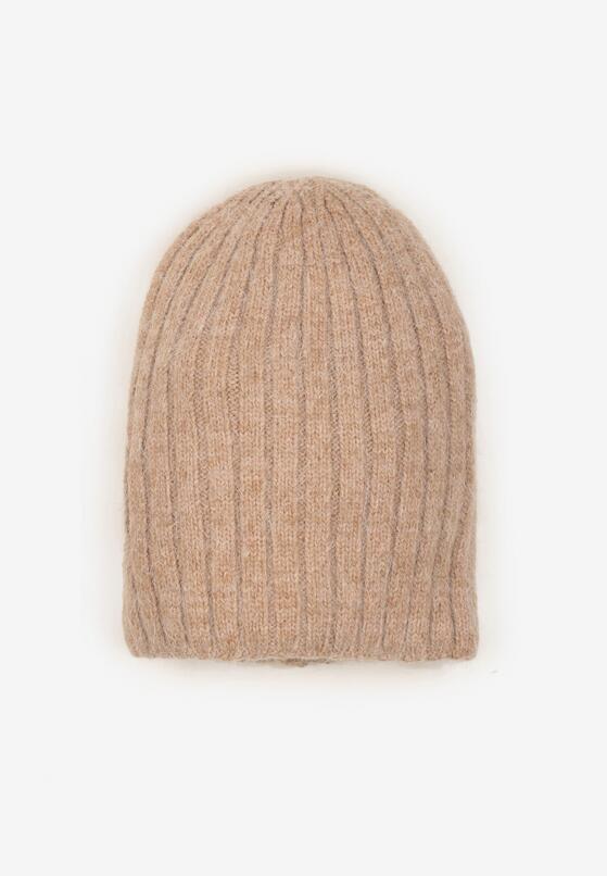 Brązowa Prążkowana Czapka Beanie z Wiskozy Enalwenna 1