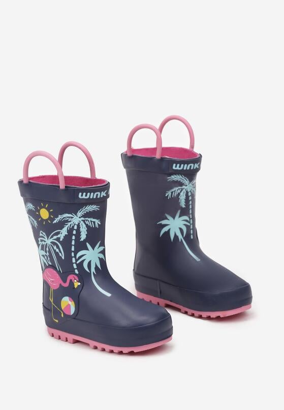 Cizme de cauciuc  Bleumarin cu fucsia 2