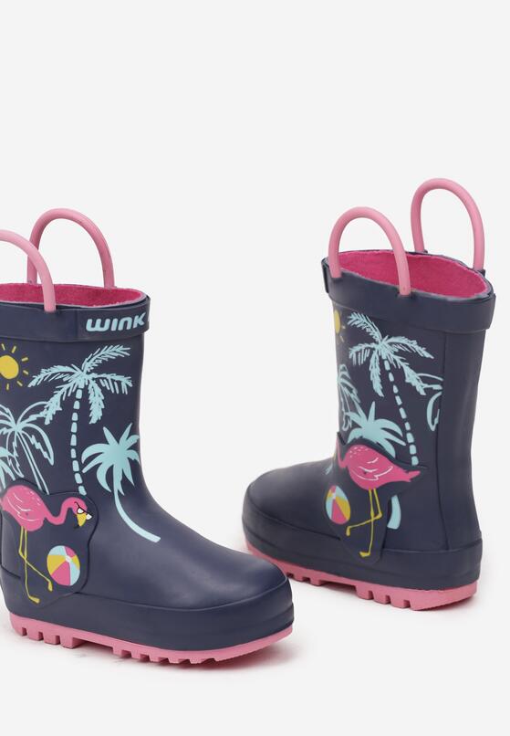 Cizme de cauciuc  Bleumarin cu fucsia 3