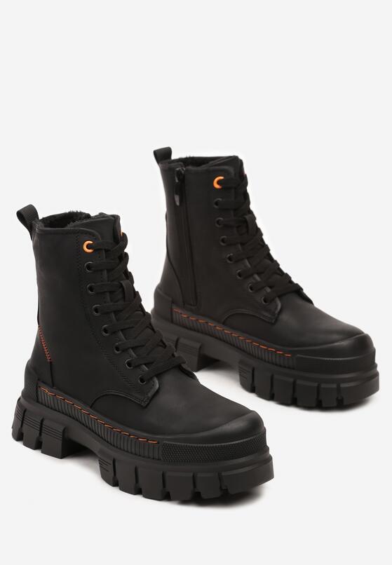 Czarne Botki Trapery na Platformie Sassilya 5