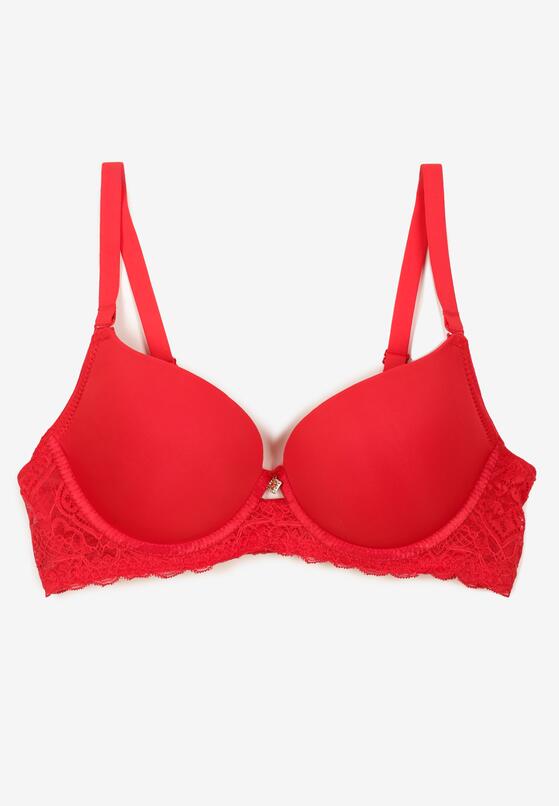 Czerwony Biustonosz Typu Full Cup Push-Up z Koronką Politi 5