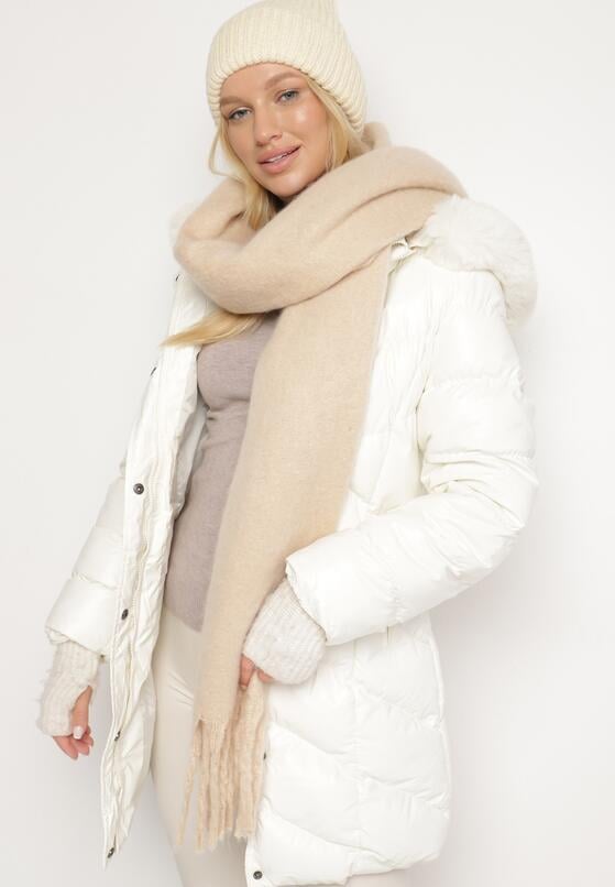 Beżowy Szalik z Ozdobnymi Frędzlami Esariana 1