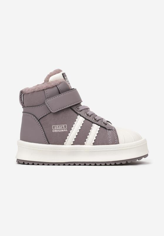 Fioletowe Botki w Stylu Sneakersów z Futrzaną Wyściółką Parlemi 1