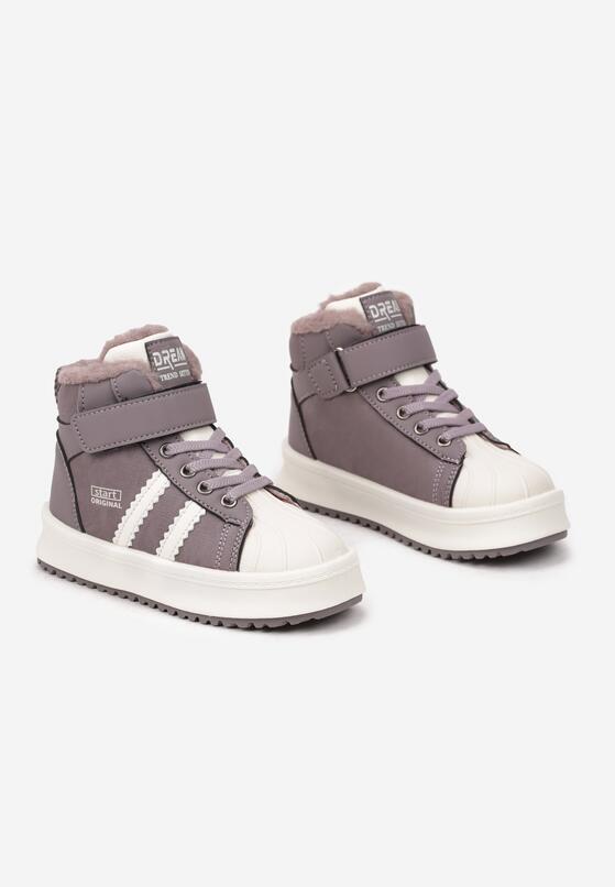 Fioletowe Botki w Stylu Sneakersów z Futrzaną Wyściółką Parlemi 2