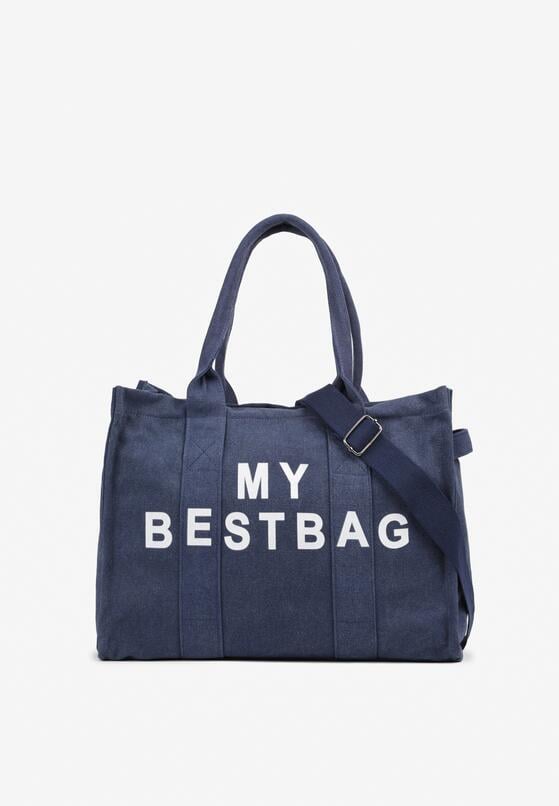 Granatowa Pleciona Torebka Shopper Seviola 1