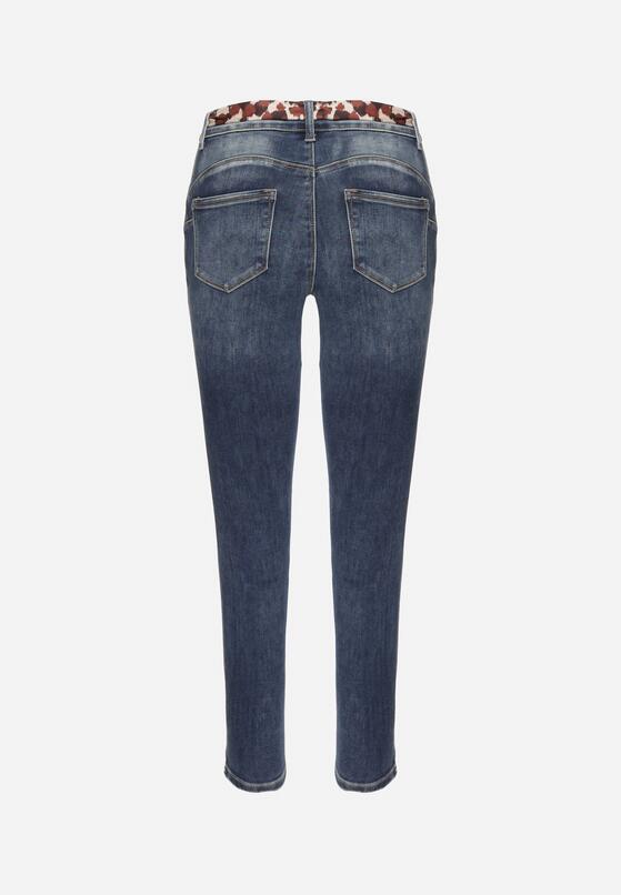 Niebieskie Jeansy Skinny Push Up z Wiązanym Paskiem Senamia 7