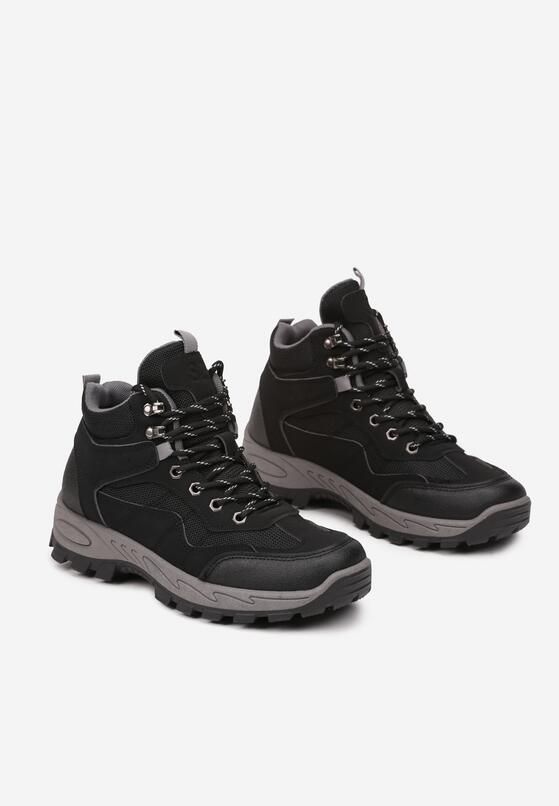 Czarno-Szare Sznurowane Trapery w Trekkingowym Stylu Norfezi 5