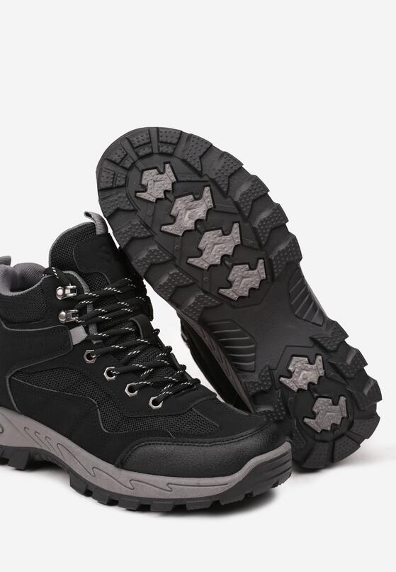 Czarno-Szare Sznurowane Trapery w Trekkingowym Stylu Norfezi 6