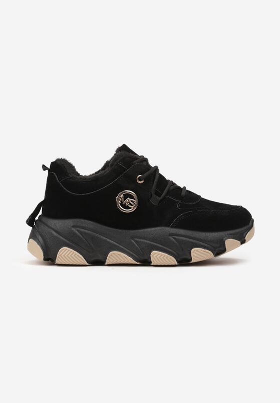 Czarne Sneakersy na Grubej Podeszwie Ozdobione Geometrycznym Wzorem Delannea 4