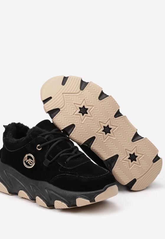 Czarne Sneakersy na Grubej Podeszwie Ozdobione Geometrycznym Wzorem Delannea 6