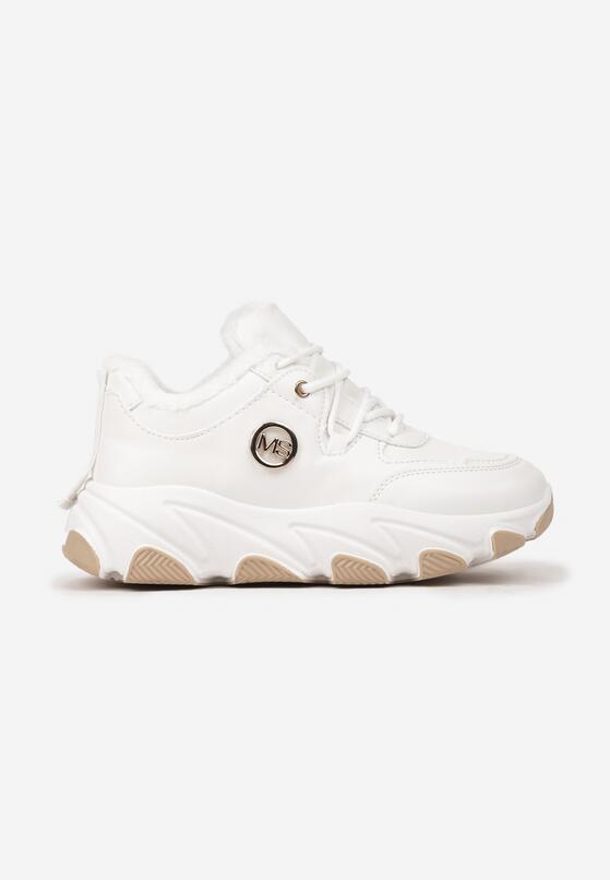 Białe Sneakersy na Grubej Podeszwie Ozdobione Geometrycznym Wzorem Delannea 4