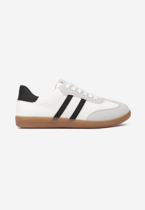 Białe Sneakersy z Imitacji Zamszu na Płaskiej Podeszwie Memeriana 4