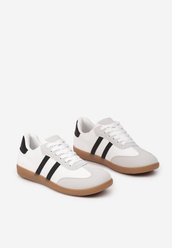 Białe Sneakersy z Imitacji Zamszu na Płaskiej Podeszwie Memeriana 5
