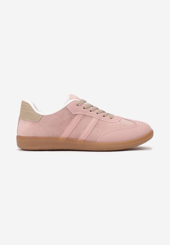 Różowe Sneakersy z Imitacji Zamszu na Płaskiej Podeszwie Memeriana 4