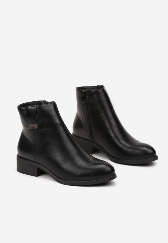 Czarne Eleganckie Botki z Minimalistyczną Aplikacją Tuleeti 5