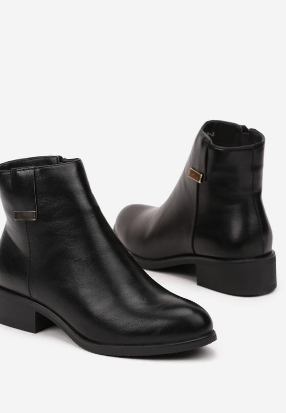Czarne Eleganckie Botki z Minimalistyczną Aplikacją Tuleeti 6