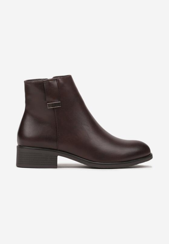 Brązowe Eleganckie Botki z Minimalistyczną Aplikacją Tuleeti 4