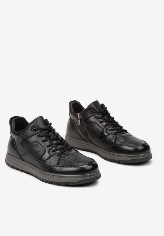 Czarne Płaskie Buty Sportowe Sneakersy z Napisem i Sznurowaniem Adelanise 2