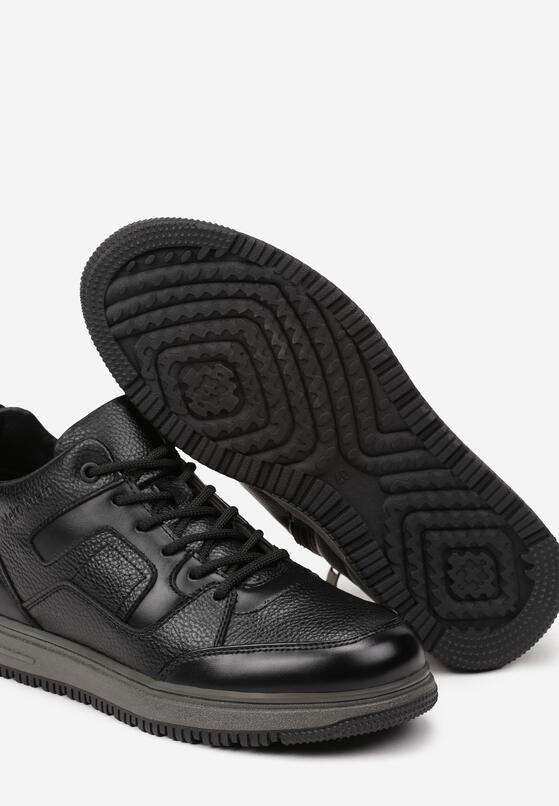 Czarne Płaskie Buty Sportowe Sneakersy z Napisem i Sznurowaniem Adelanise 3