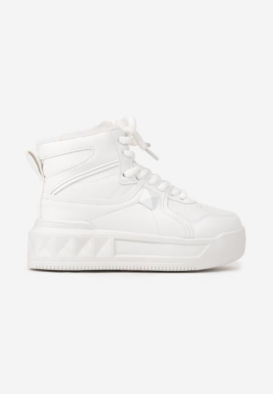 Białe Sneakersy za Kostkę z Futrzaną Wyściółką Emindria 4