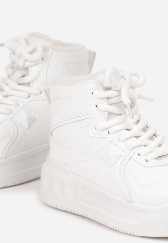 Białe Sneakersy za Kostkę z Futrzaną Wyściółką Emindria 6