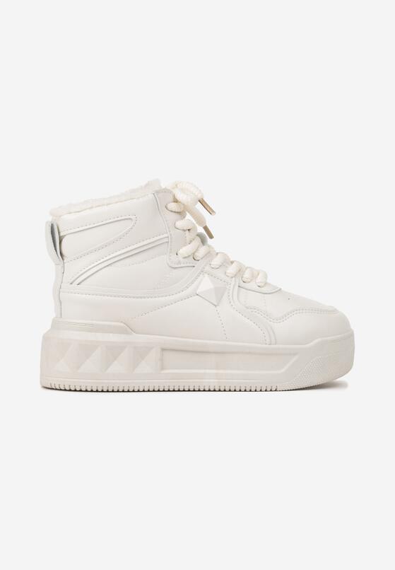 Beżowe Sneakersy za Kostkę z Futrzaną Wyściółką Emindria 4