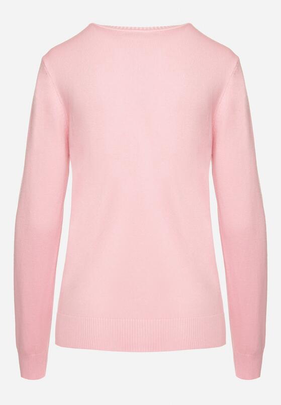 Różowy Sweter z Wiskozą Modalem i Aplikacjami 3D Esalttia 7