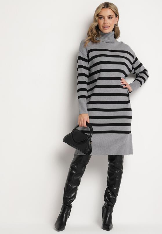 Rochie Gri cu negru 2
